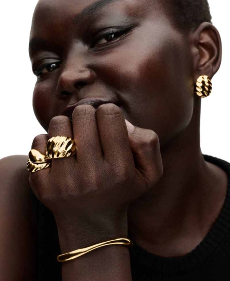 Rippled 14K Gold Plated Statement Ring