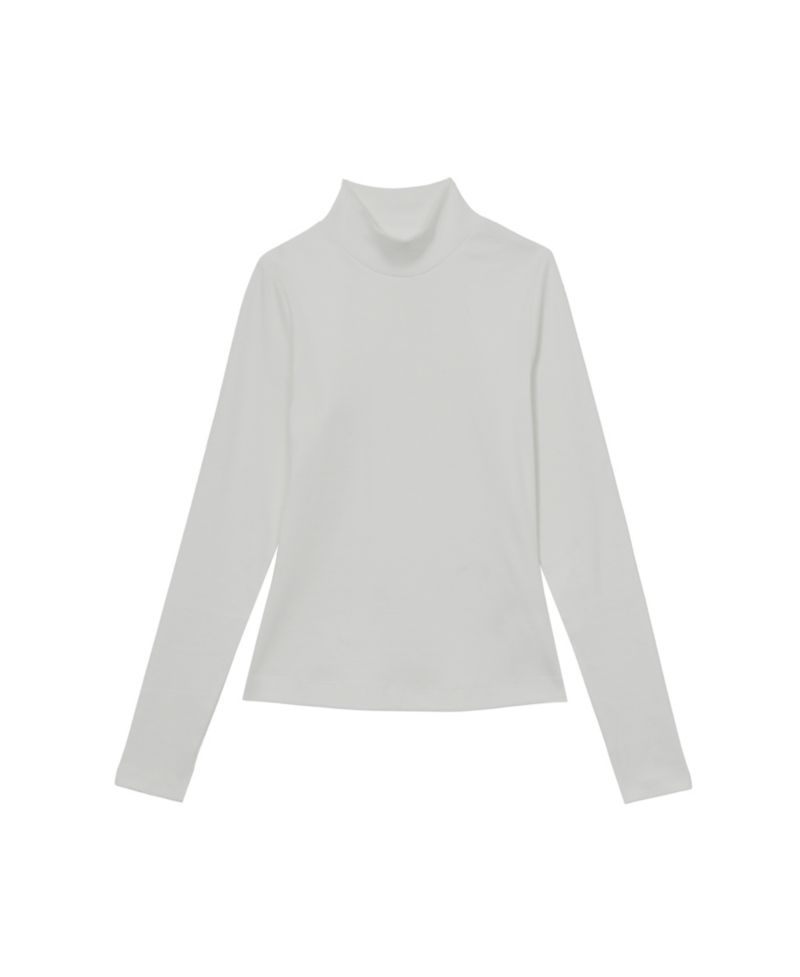 Women's Polly Ribbed Funnel Neck Long Sleeve Top