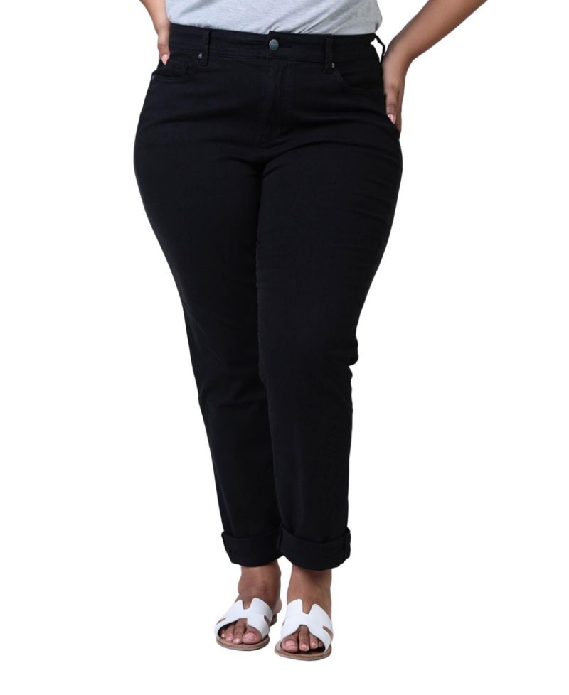 Women's Color High Rise Boyfriend rolled in 28" inseam - Black