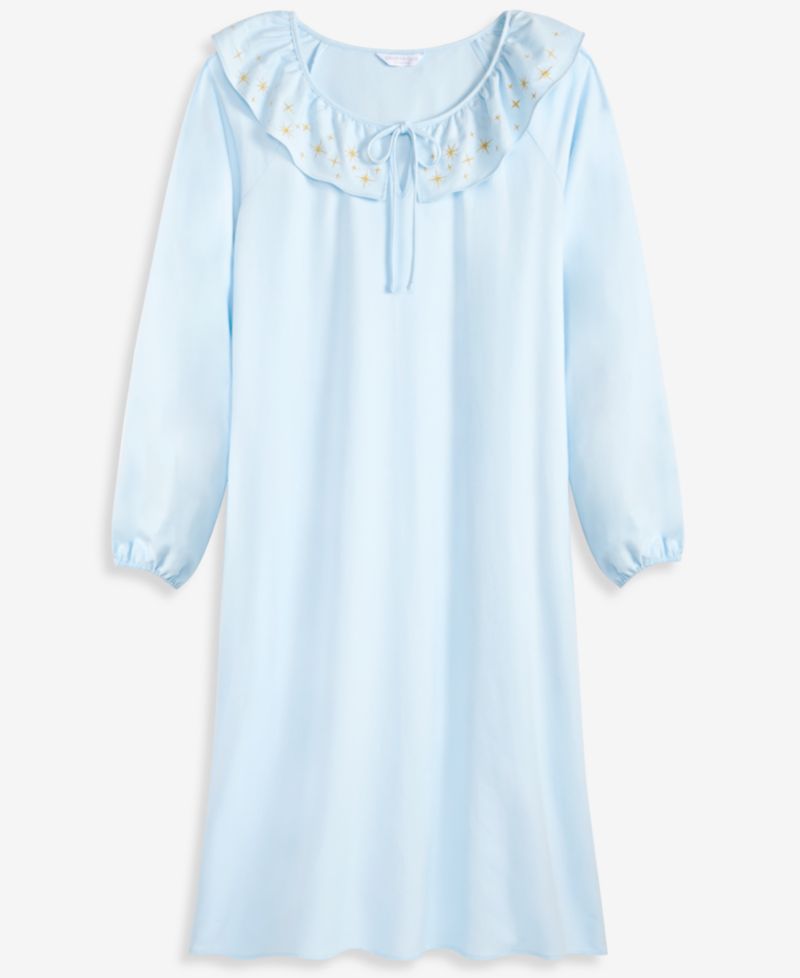 Women's Flannel Scoop-Neckline Ruffle-Detail Nightgown
