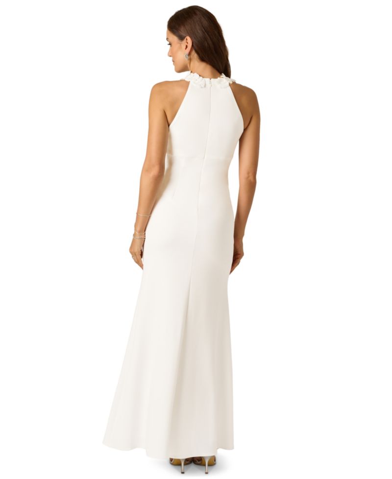 Women's Rosette Halter Crepe Gown