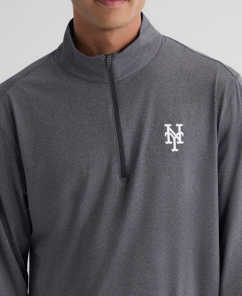 Men's Charcoal New York Mets Clutch Quarter-Zip Pullover Sweatshirt