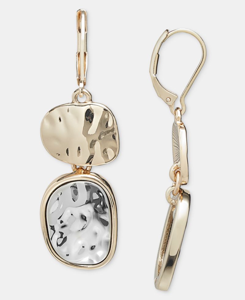 Sculptural Oval Double Drop Earrings