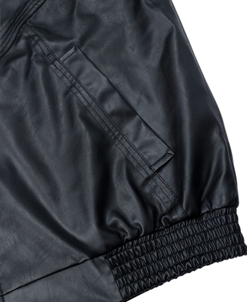 Women's Zip Up Ruched Leather Jacket