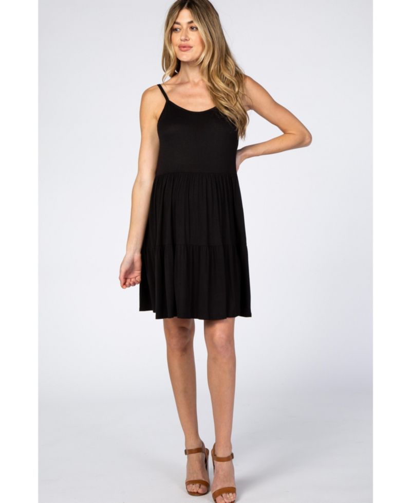 Women's Black Tiered Tank Dress