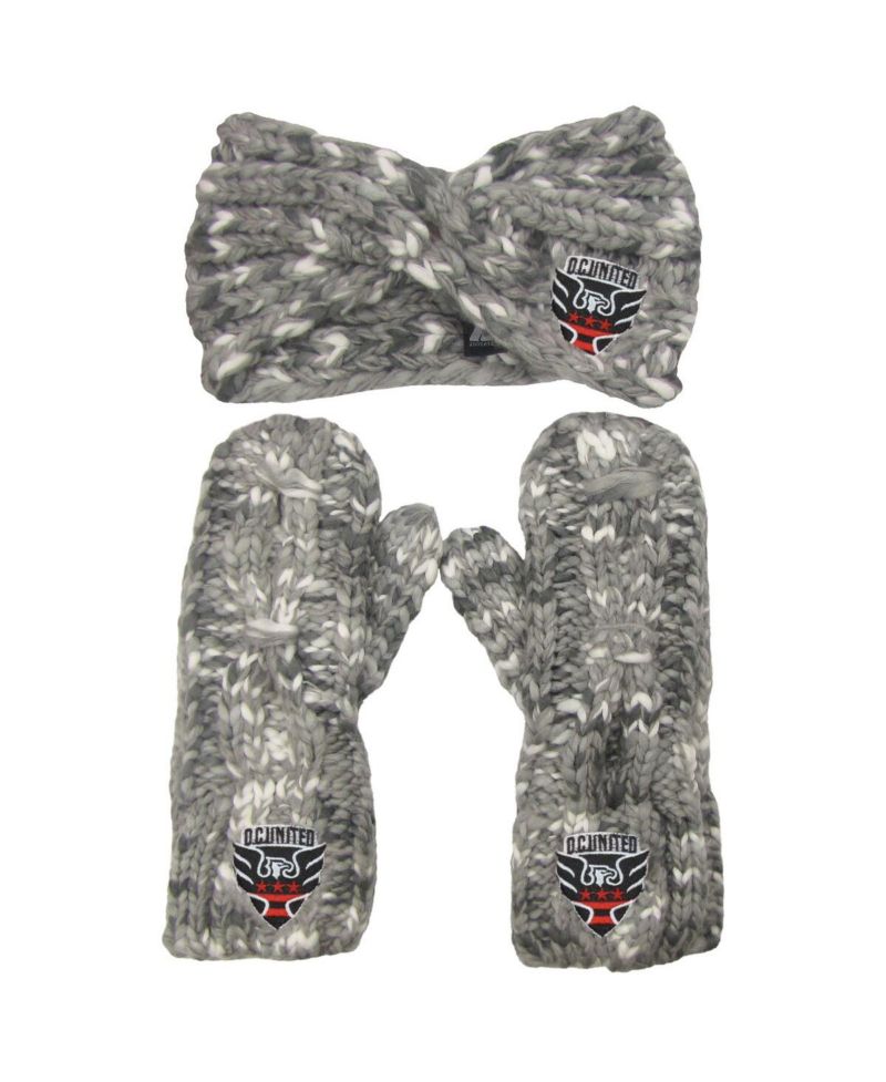 Women's Gray D.C. United Marled Headband and Mittens Set