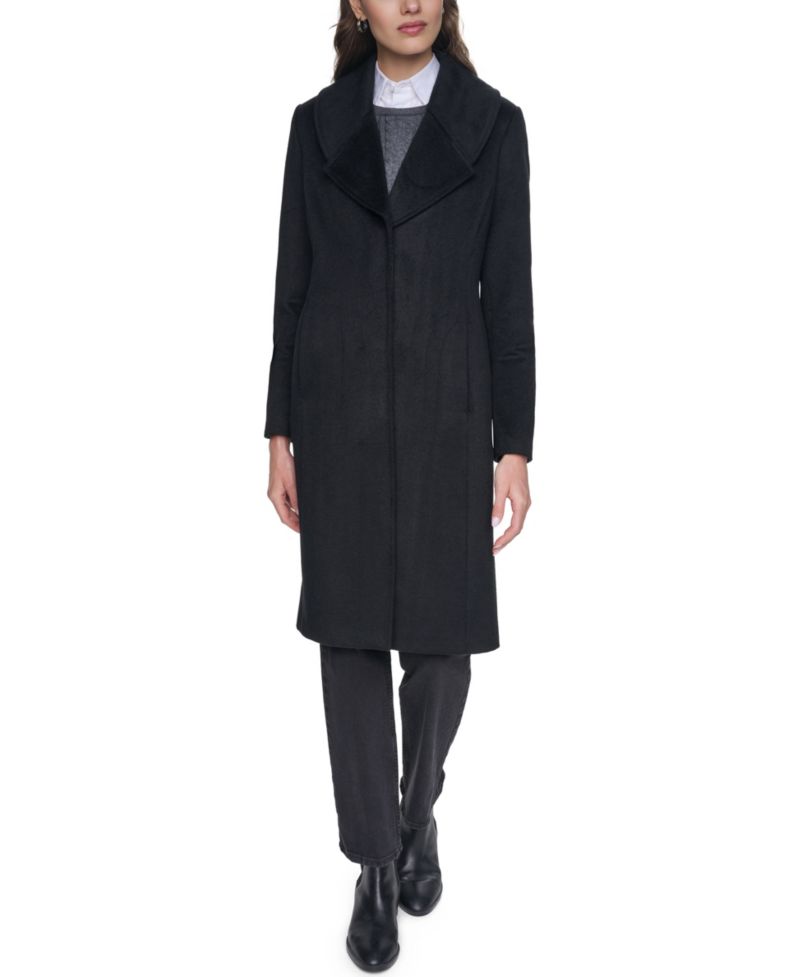 Women's Large-Collar Wool-Blend Coat