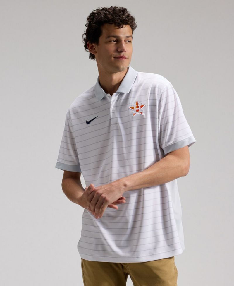 Men's White Houston Astros Authentic Collection Striped Victory Dri-FIT Polo Shirt