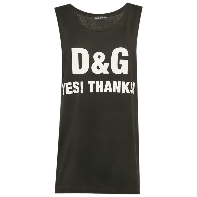 Women's Black Slogan Print Jersey Tank Top