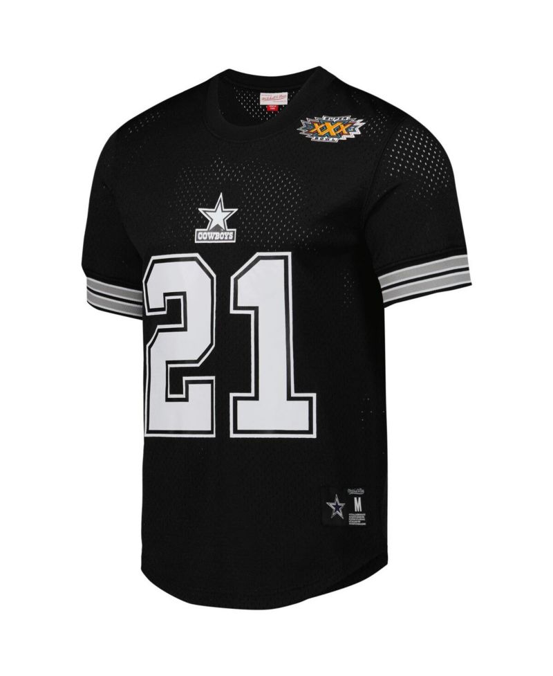 Men's Deion Sanders Black Dallas Cowboys Retired Player Name & Number Mesh Top
