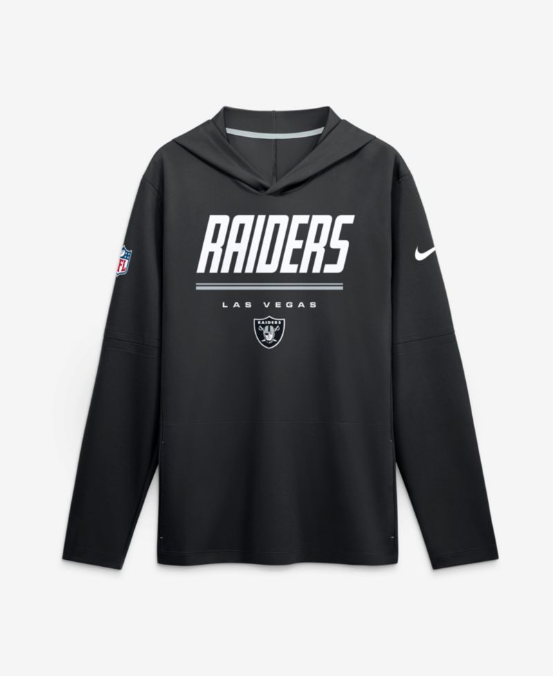Men's Black Las Vegas Raiders Sideline Lightweight Long Sleeve Hooded Dri-FIT T-Shirt
