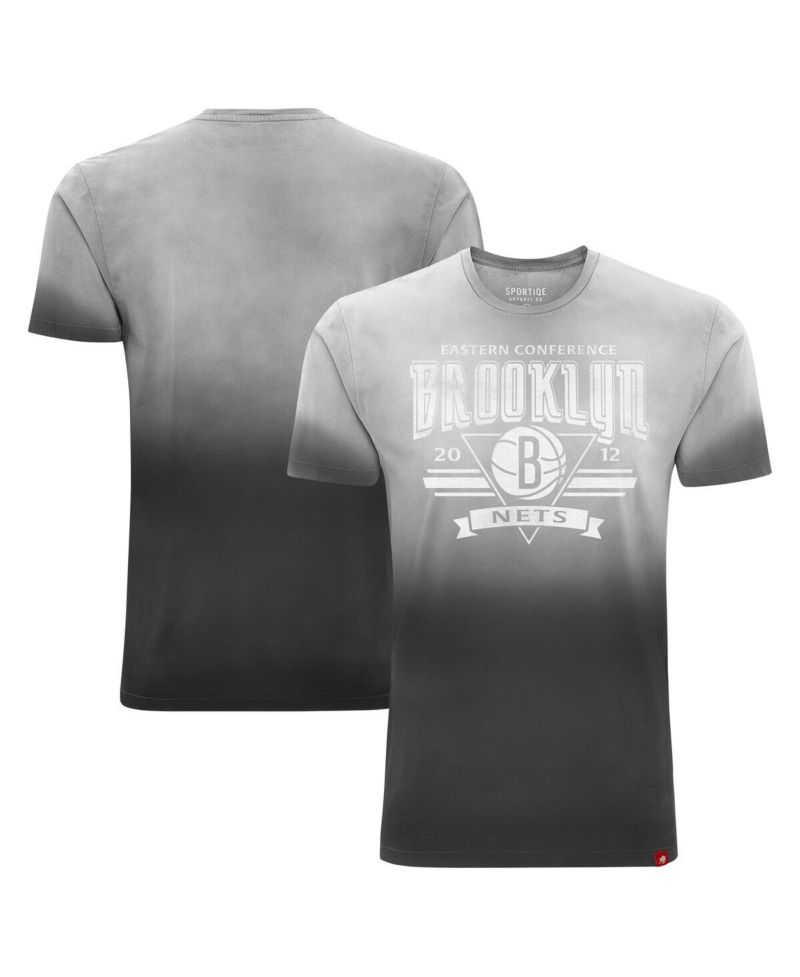 Men's and Women's Black Brooklyn Nets Bingham Sun-Fade T-Shirt