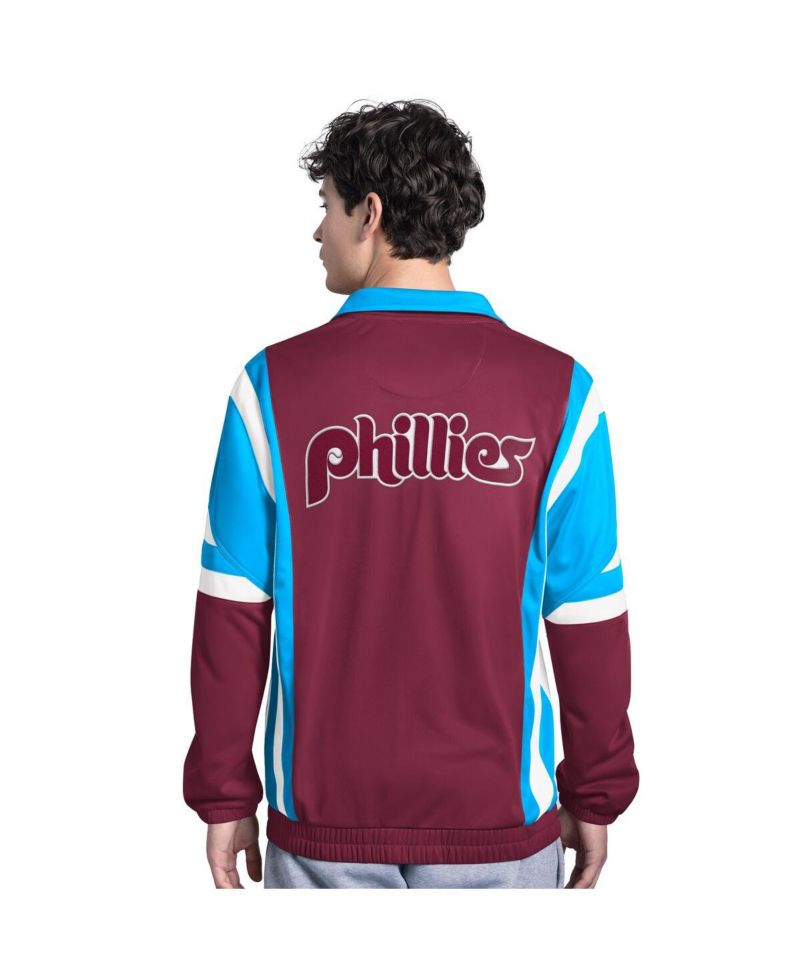 Men's Burgundy/Light Blue Philadelphia Phillies Contender Tricot Full-Zip Track Jacket