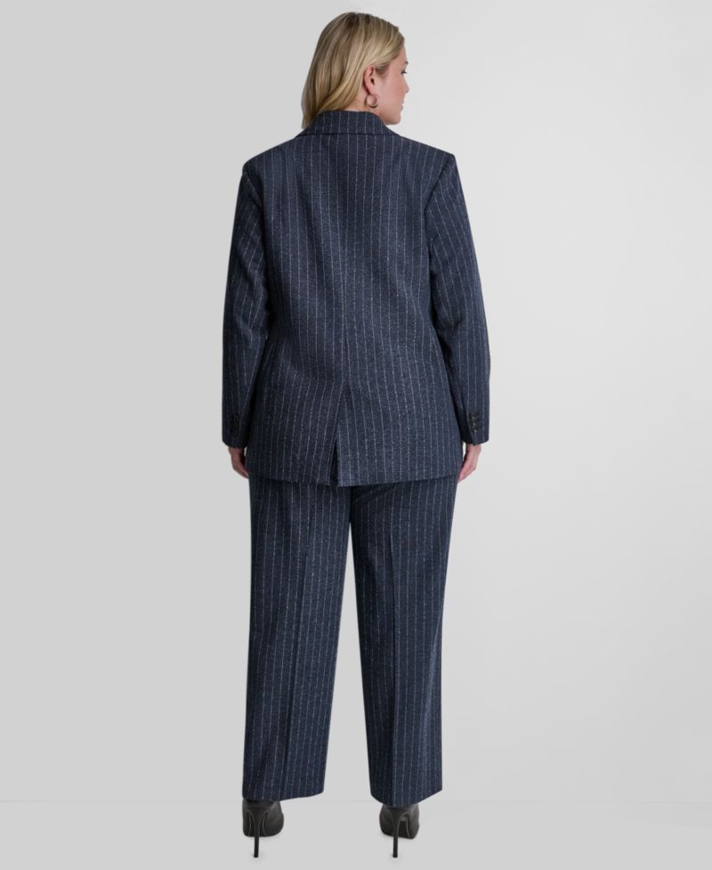 Plus Size Mid-Rise Pinstripe Pleated Trouser