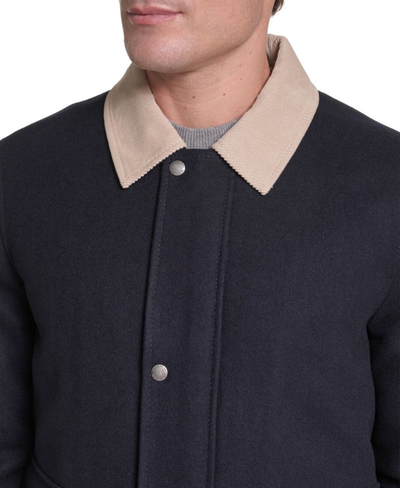 Men's Front-Zip Melton Wool Jacket