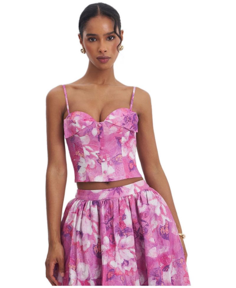 Women's Xamira Floral-Print Cropped Sleeveless Top