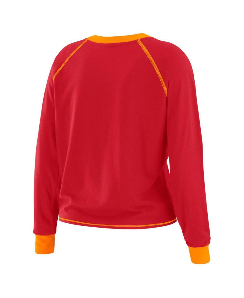 Women's Red/Orange Tampa Bay Buccaneers Tie-Front Long Sleeve Top