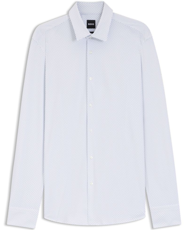 Men's Printed Performance-Stretch Slim-Fit Dress Shirt