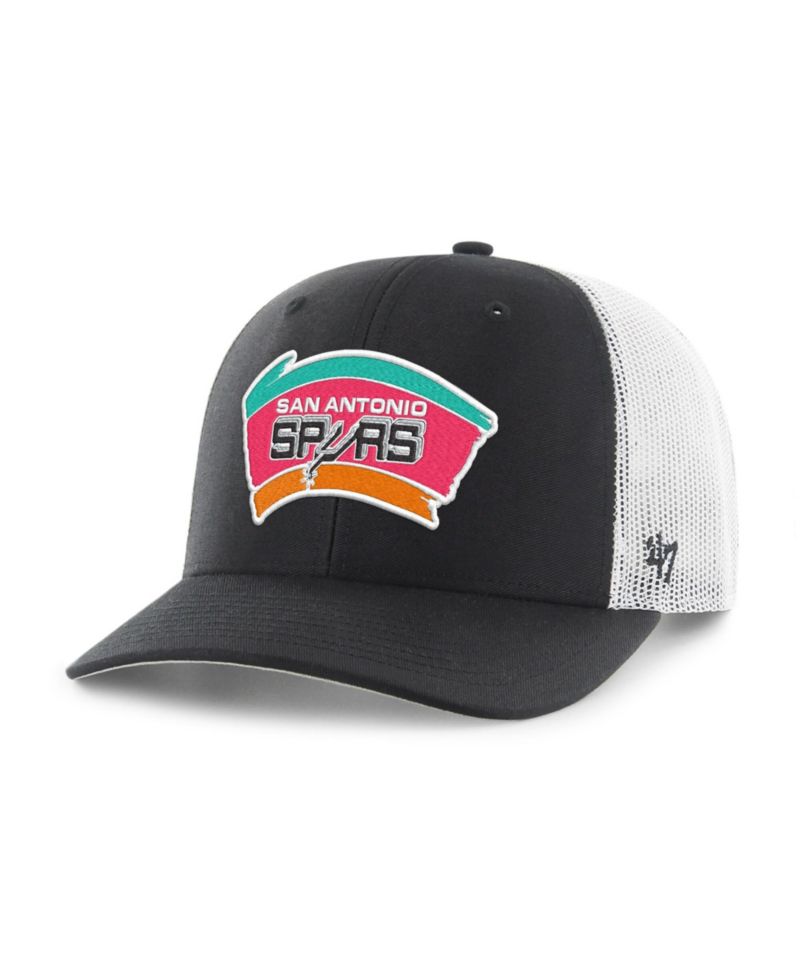 Men's Black San Antonio Spurs Hardwood Classics Trucker Adjustable Hat
