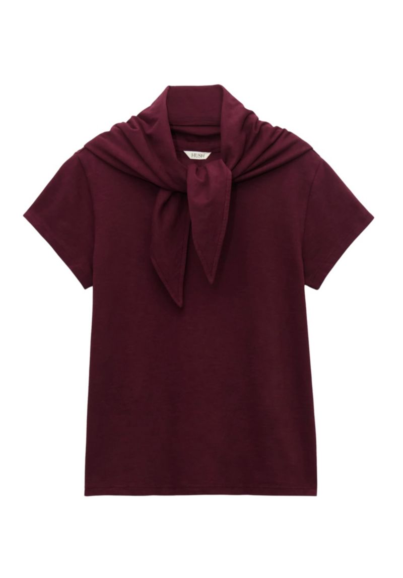 Women's Minna Slim Fit Scarf Detail Slub T-Shirt