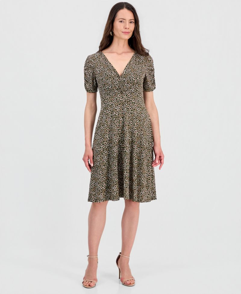 Women's Printed Short-Sleeve A-Line Dress