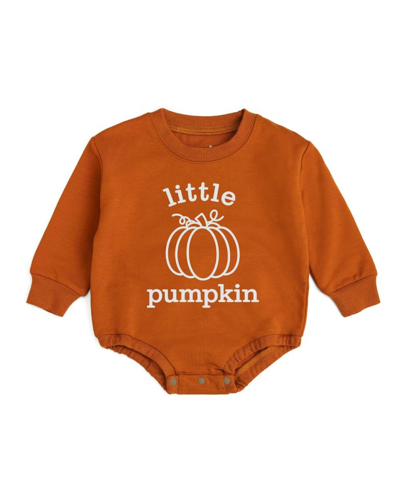 Baby Boys Pumpkin Long Sleeve Romper