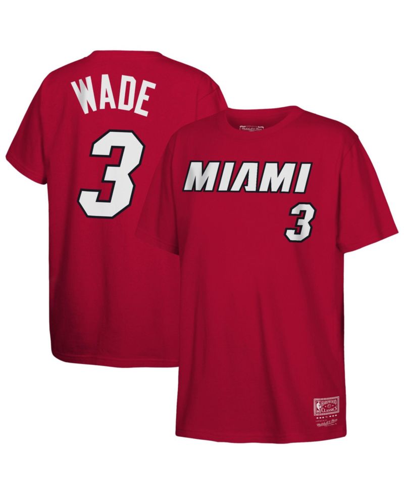 Big Boys and Girls Dwyane Wade Red Miami Heat Hardwood Classics Name & Number T-Shirt