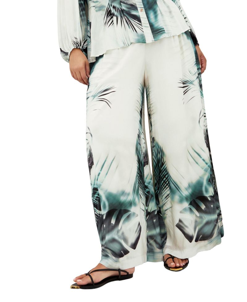 Plus Size Piper Palm Print Wide Leg Pant
