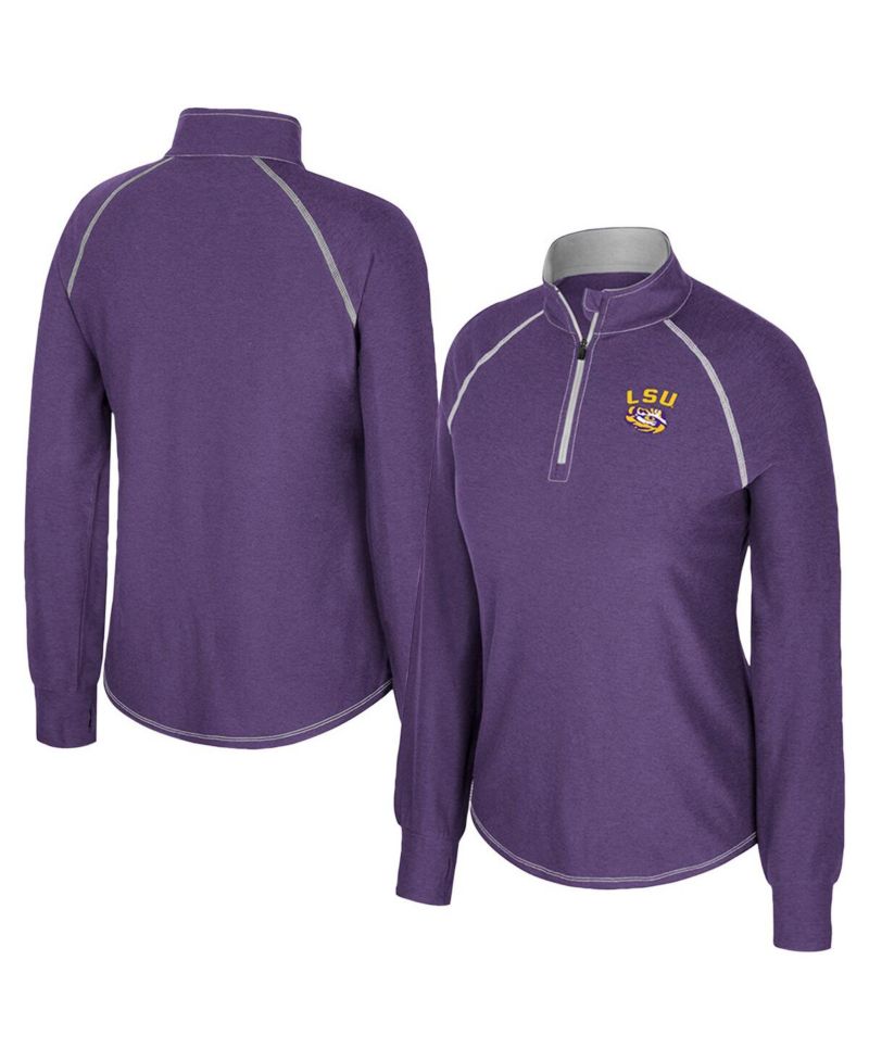 Women's Purple LSU Tigers Bikram Raglan Quarter-Zip Sweatshirt