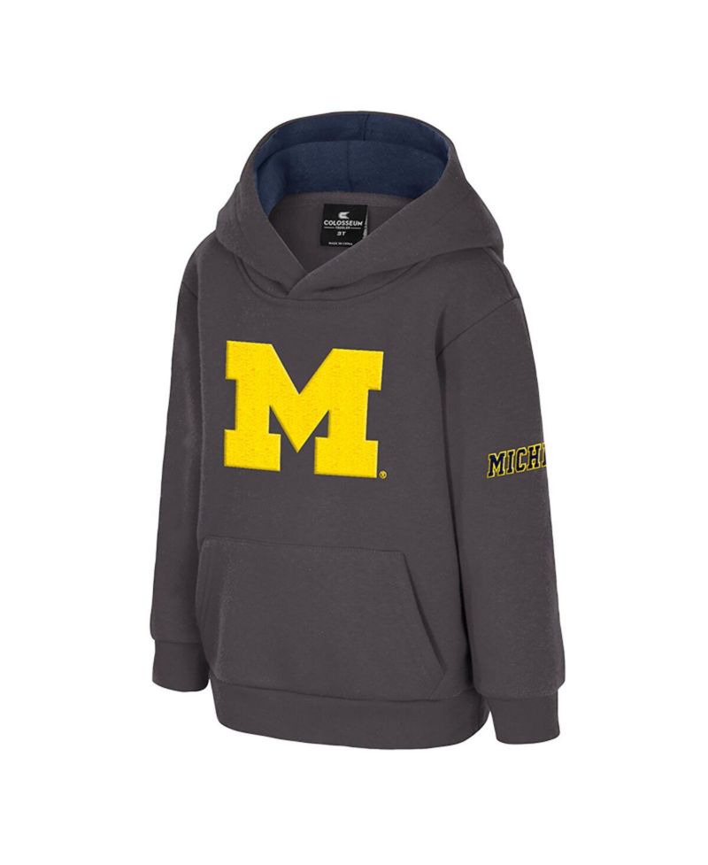 Toddler Charcoal Michigan Wolverines Big Logo Volume Fleece Pullover Hoodie