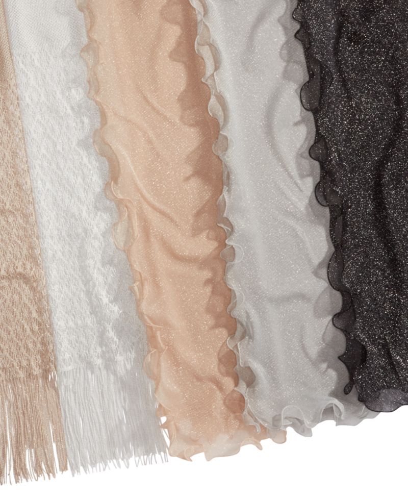 Ruffle-Edge Metallic Evening Wrap