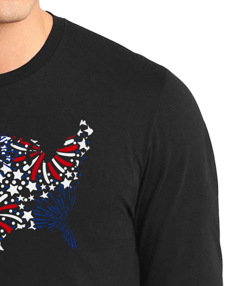 Men's USA Fireworks and Stars Word Art Long-Sleeve T-Shirt