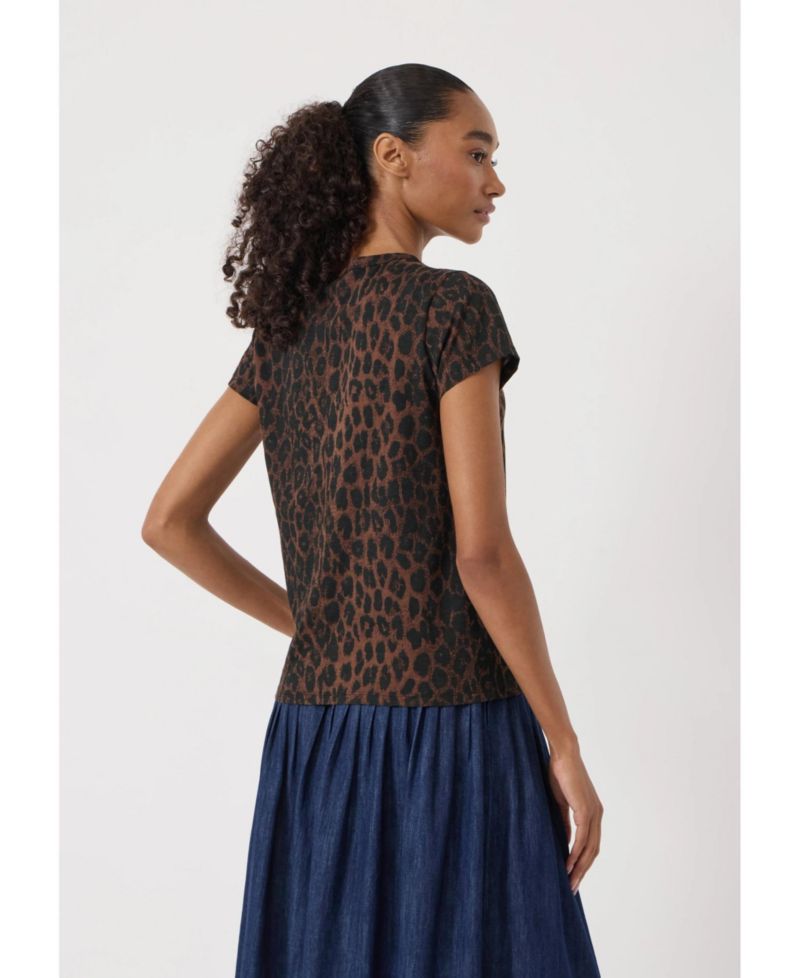 Women's Leopard-Print Slub Slim-Fit T-Shirt