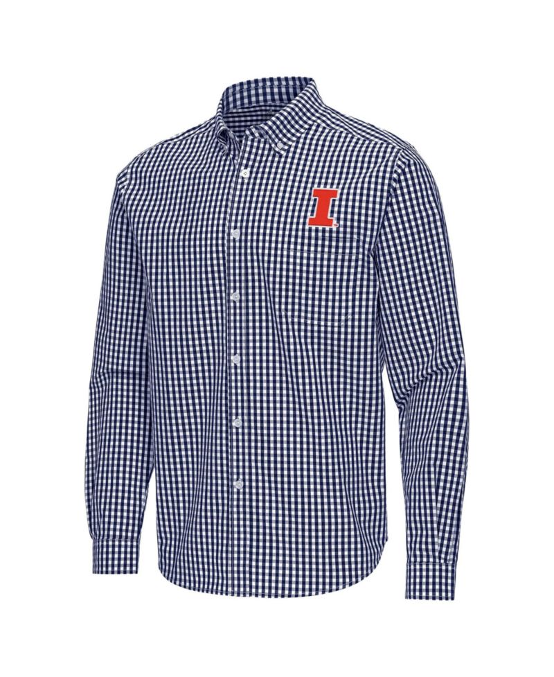 Men's Navy Illinois Fighting Illini Ellis Woven Tri-Blend Long Sleeve Button-Down Shirt