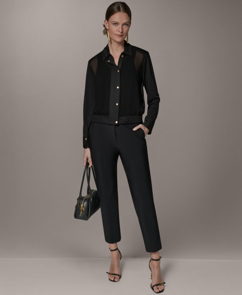 Petite Mix Media Zipper Jacket