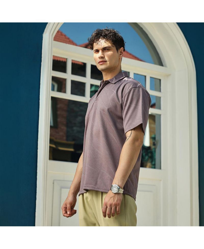 Men's Pastel Purple Scratch-Tactile Polo T-Shirt