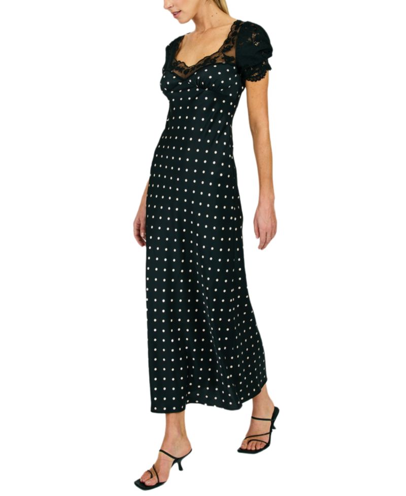 Women's Sophie Polka Dot Lace Trim Maxi Dress