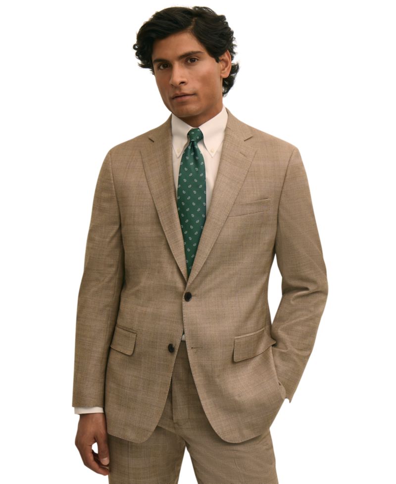 Мужской клетчатый стрейчевый пиджак классического покроя от Brooks Brothers