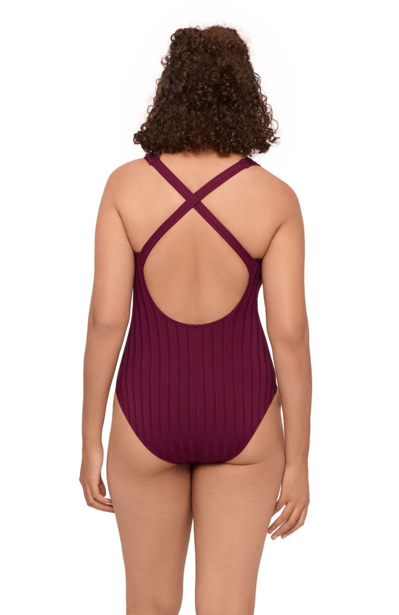 Women's Smoothing and Sculpting Scoop Neck X-Back Wide Rib One-Piece Swimsuit