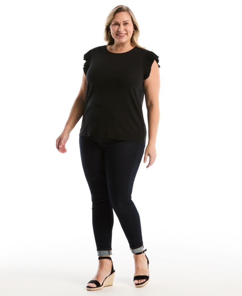 Plus Size Ruffle Cap-Sleeve Top