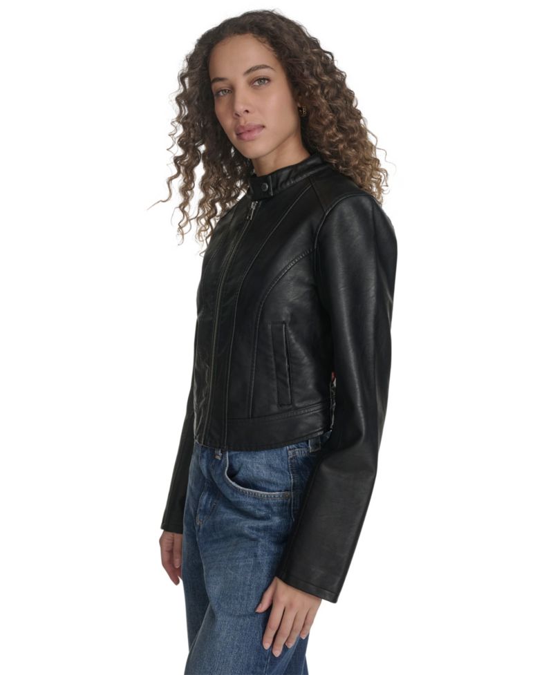 Women's Faux Leather Racer Jacket