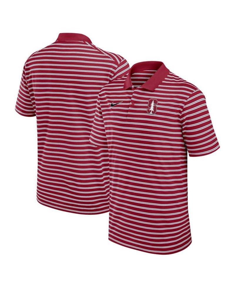 Men's Cardinal/White Stanford Cardinal Primetime Victory Striped Performance Polo Shirt