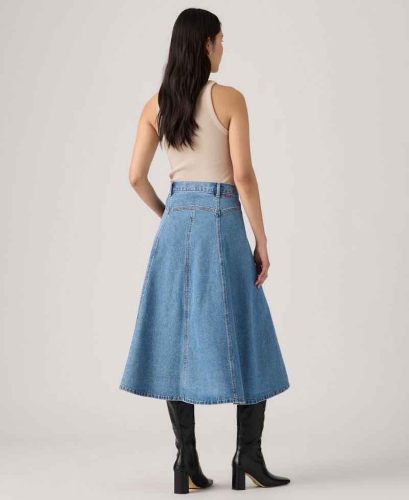 Women's Yoked Western Midi A-Line Denim Skirt