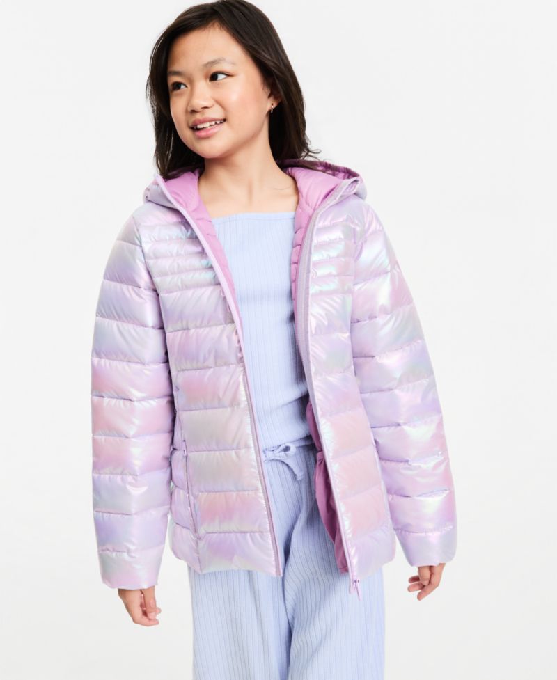 Girls' 5-16 Lightweight Hooded Packable Jacket