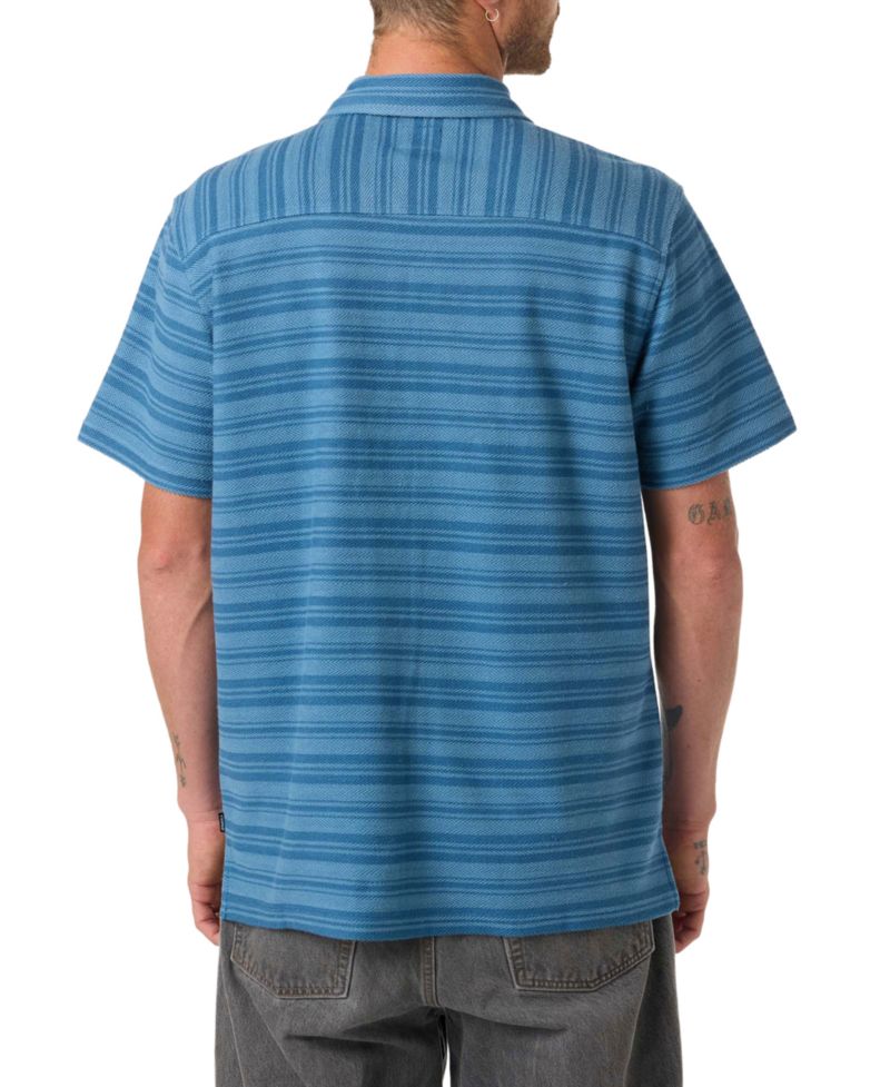 Men's Striped Herringbone Camp Collar Shirt