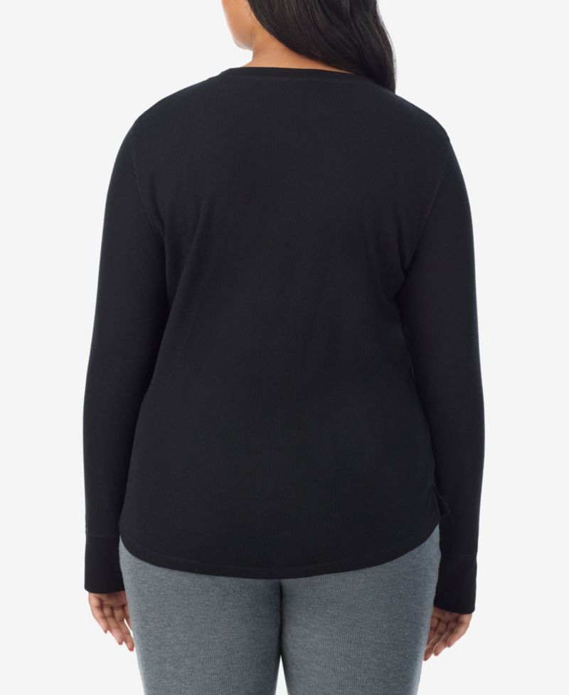 Plus Size Thermal Waffle-Knit Long-Sleeve Top