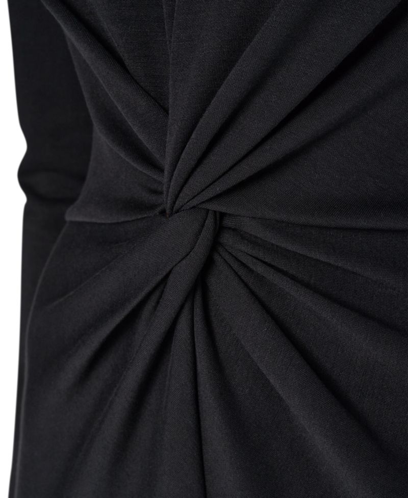Women's Long-Sleeve Knot Front Midi Dress