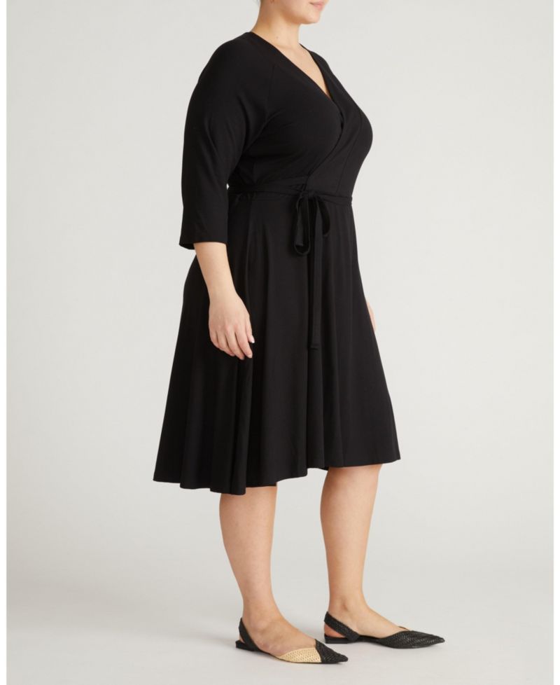 Plus Size The Divine Midi V-Neck 3/4-Sleeve Wrap Dress