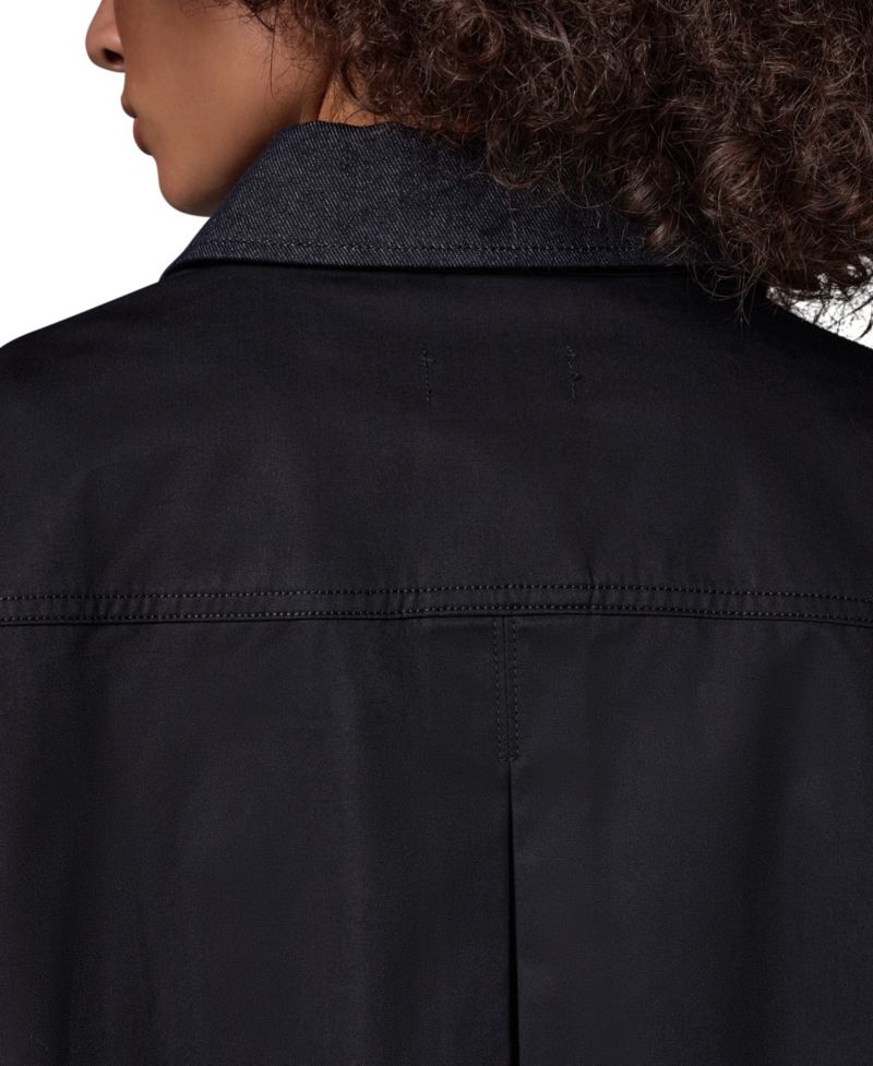 Women's Bell-Sleeve Trapeze Jacket with Denim Collar
