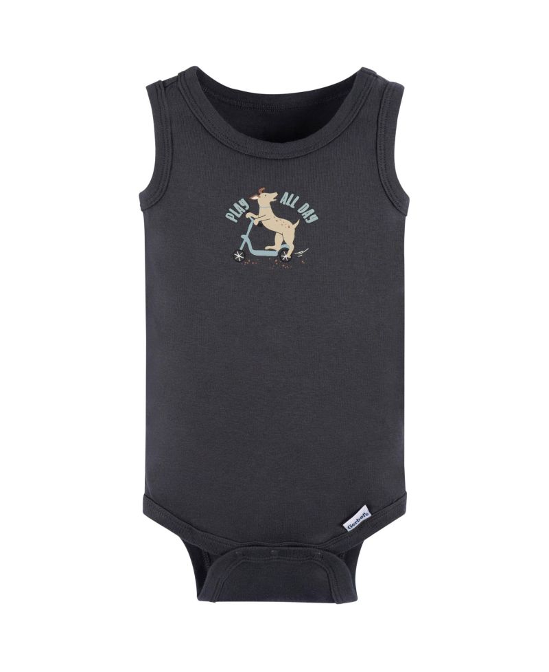 Baby Boys 4-Pack Sleeveless Onesies Bodysuits, Blue Bike